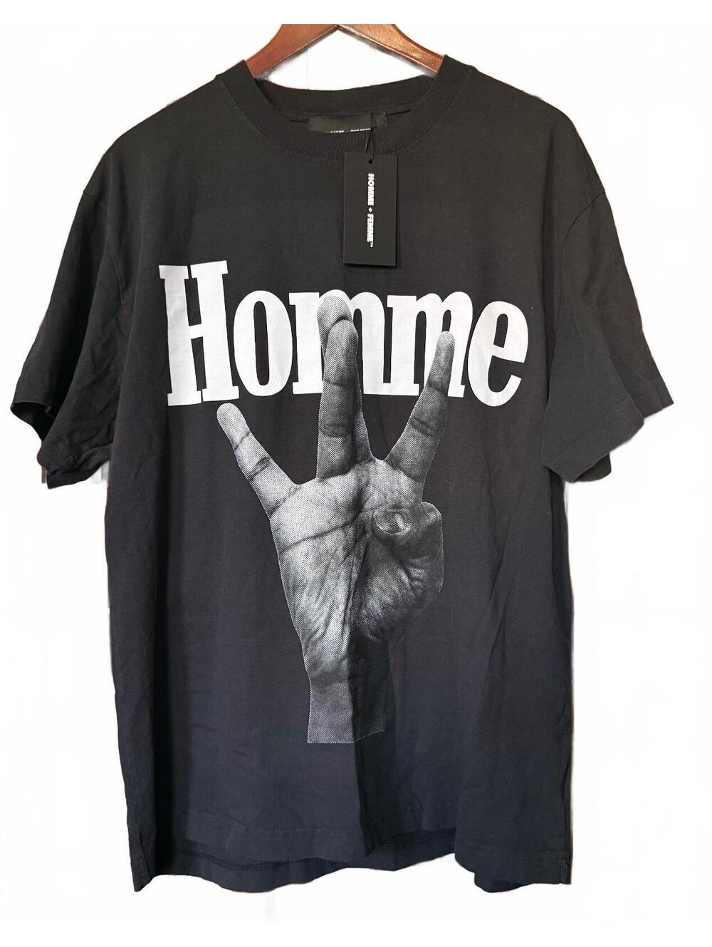 Homme + Femme Twisted Fingers Graphic Tee Black Large NWT